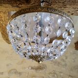 Crystal pendeloques basket ceiling light