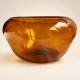 Large amber bubble glass bowl signed Biot – Vintage