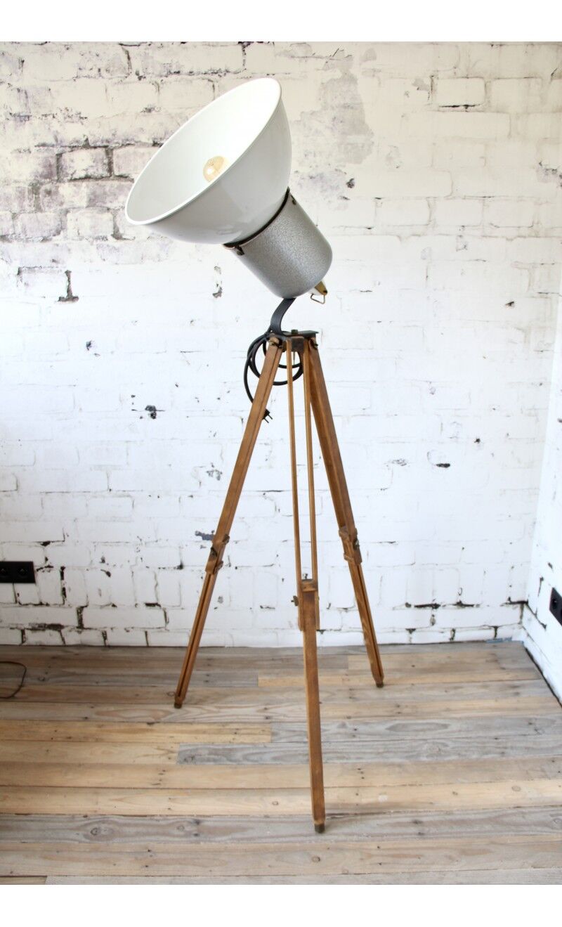 Industrial floor lamp on tripod