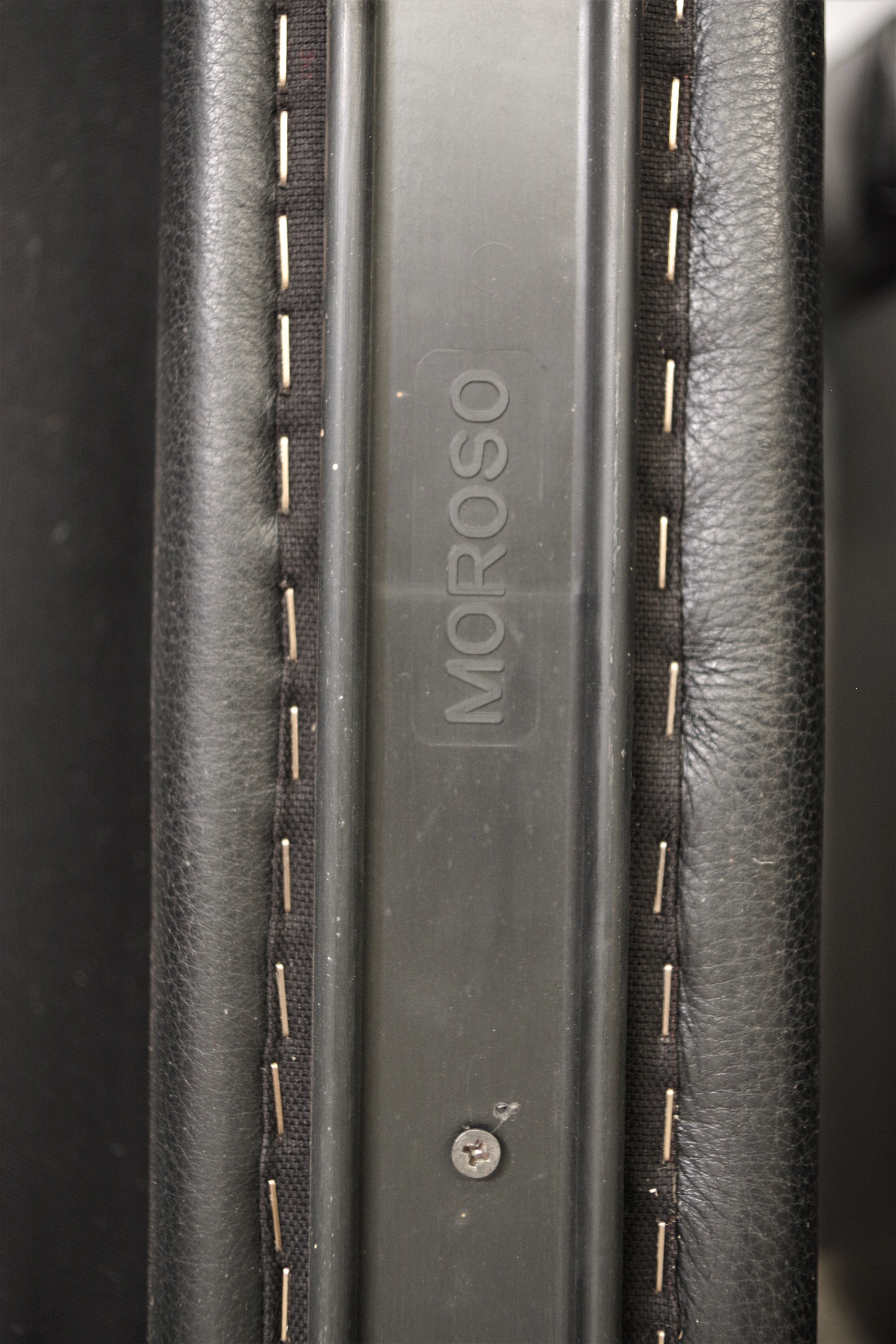 Moroso sofa set and armchairs in black leather, 1984