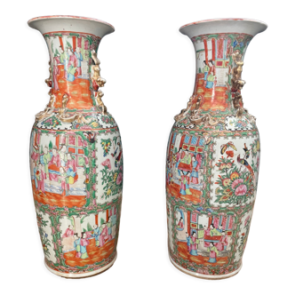 Paire de vases chinois en porcelaine de fin 19è siècle