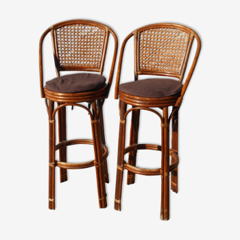 Chaises de bar en rotin, la paire