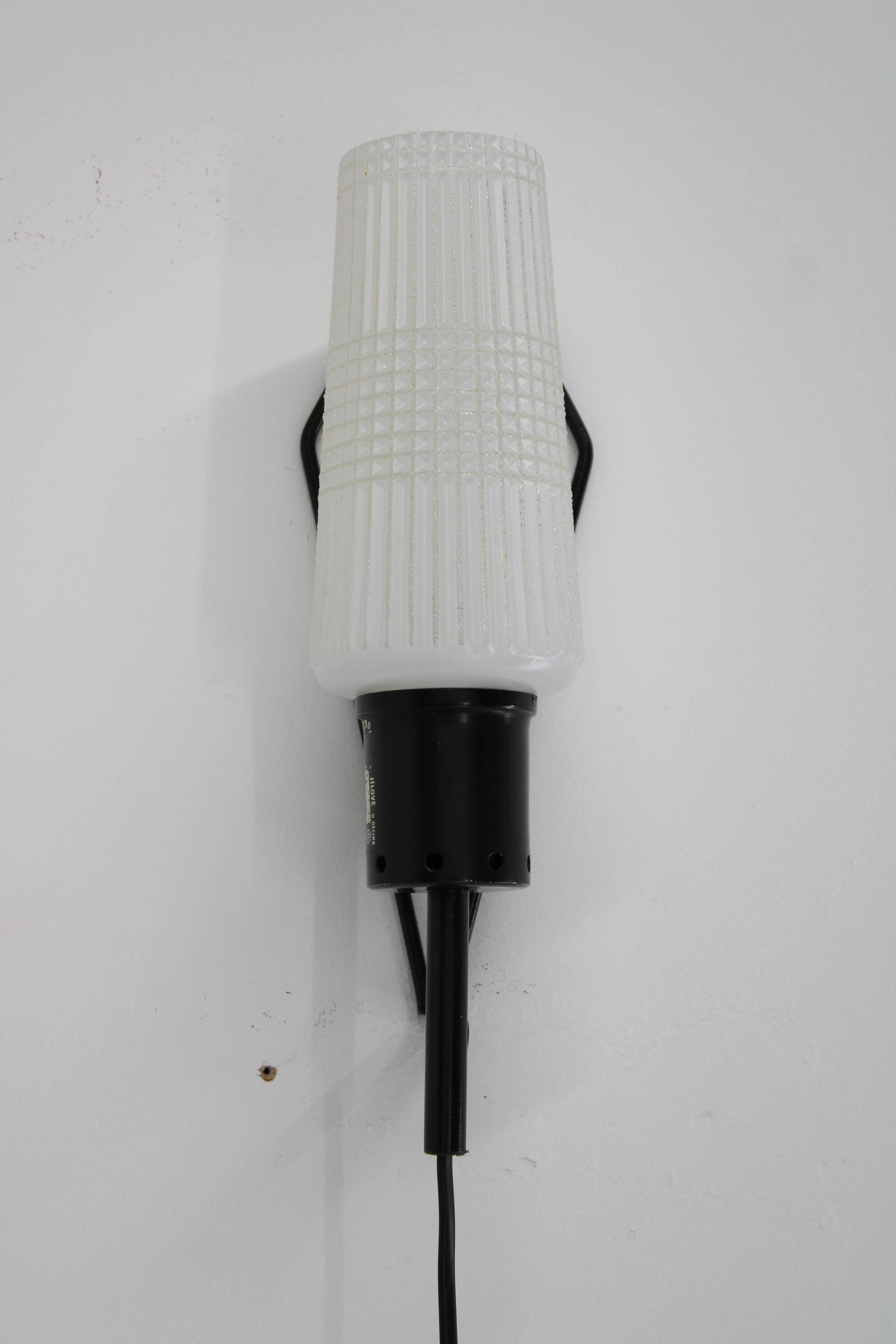 1970s Glass Wall Light , Czechoslovakia