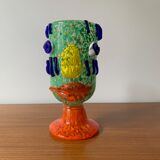Vase face glassware polichrome