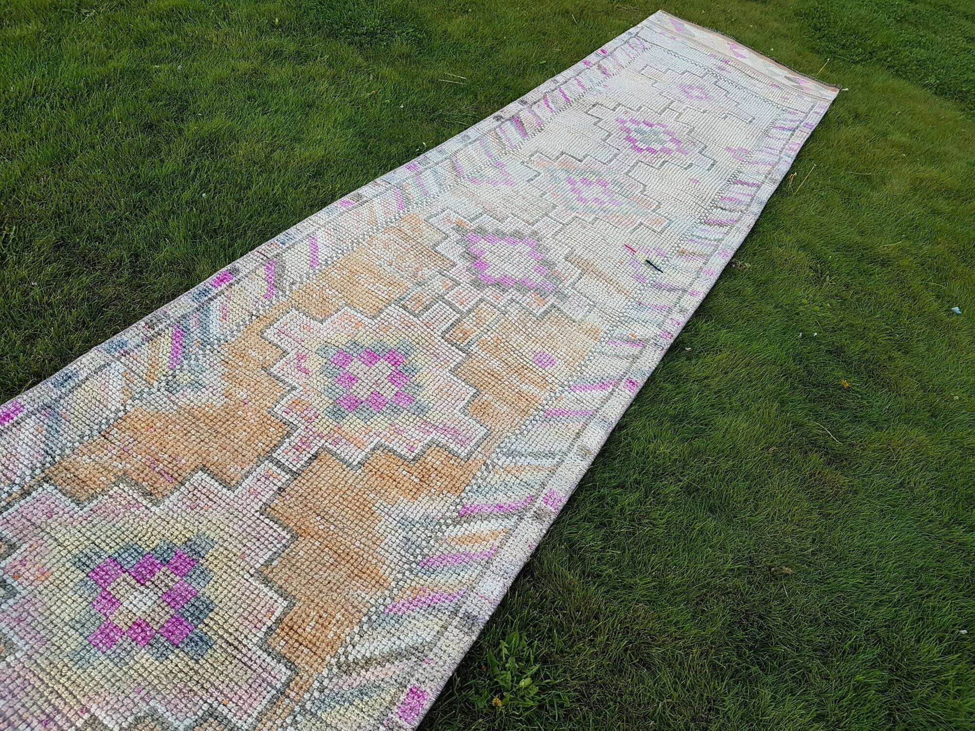 Vintage Turkish hallway rug 80x360 cm