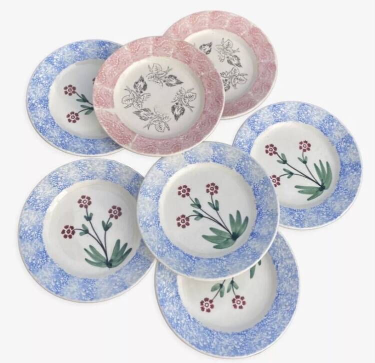 6 mismatched Sarreguemines plates