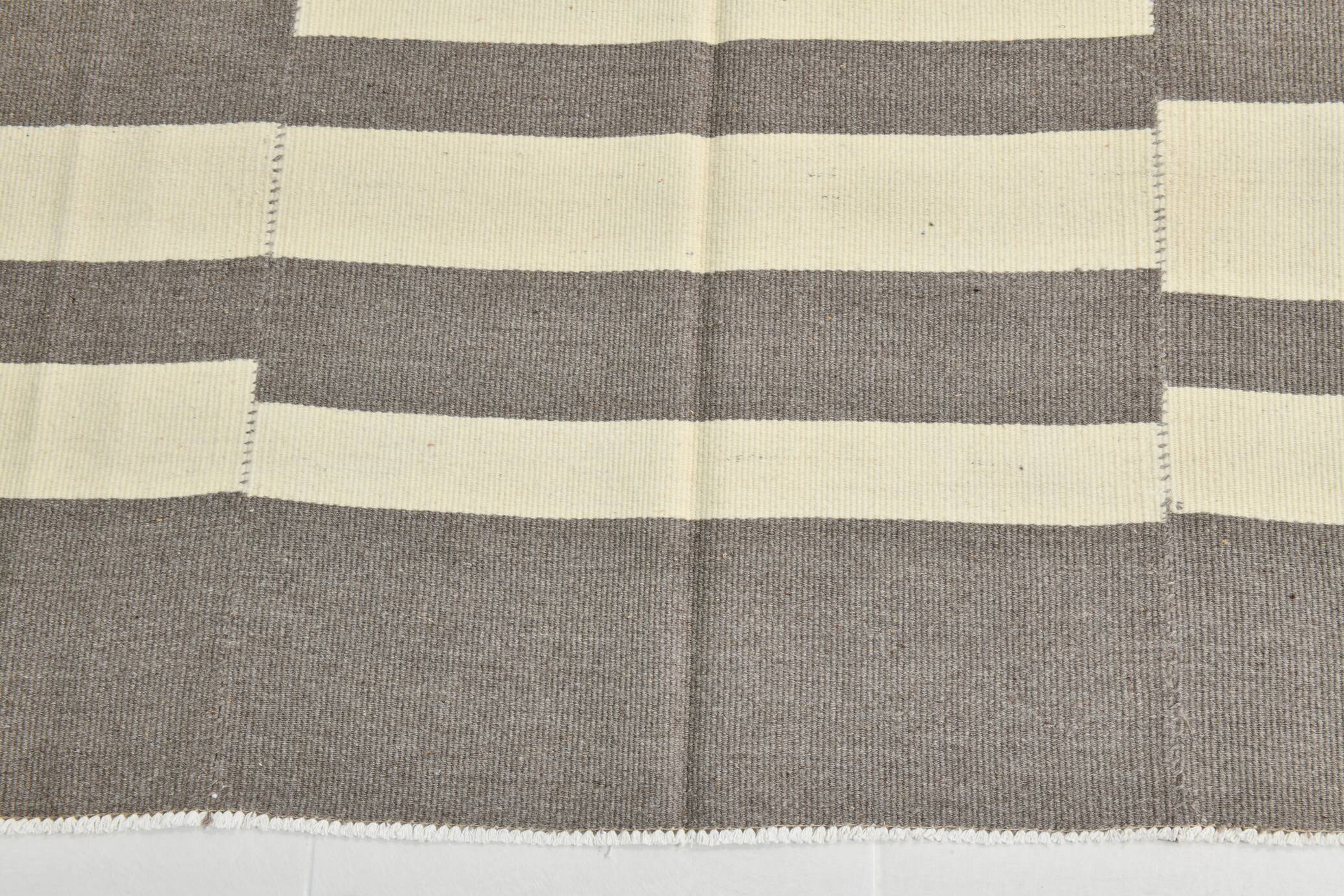 Modern Beige Grey Vintage Kilim Rug, 204x278Cm