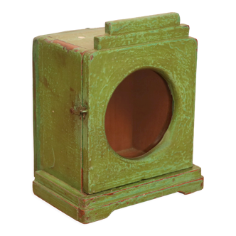 Wall display case in original green patina Burmese teak