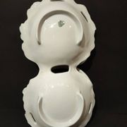 Double porcelain servant with floral decoration, polychrome and gilding – f