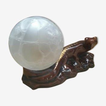 Lampe lézard céramique et globe