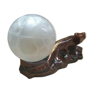 Ceramic lizard lamp and globe