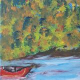 Oil on canvas painting vintage landscape