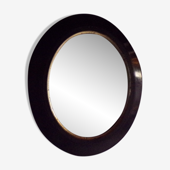 Miroir ancien ovale en bois - 50x42cm