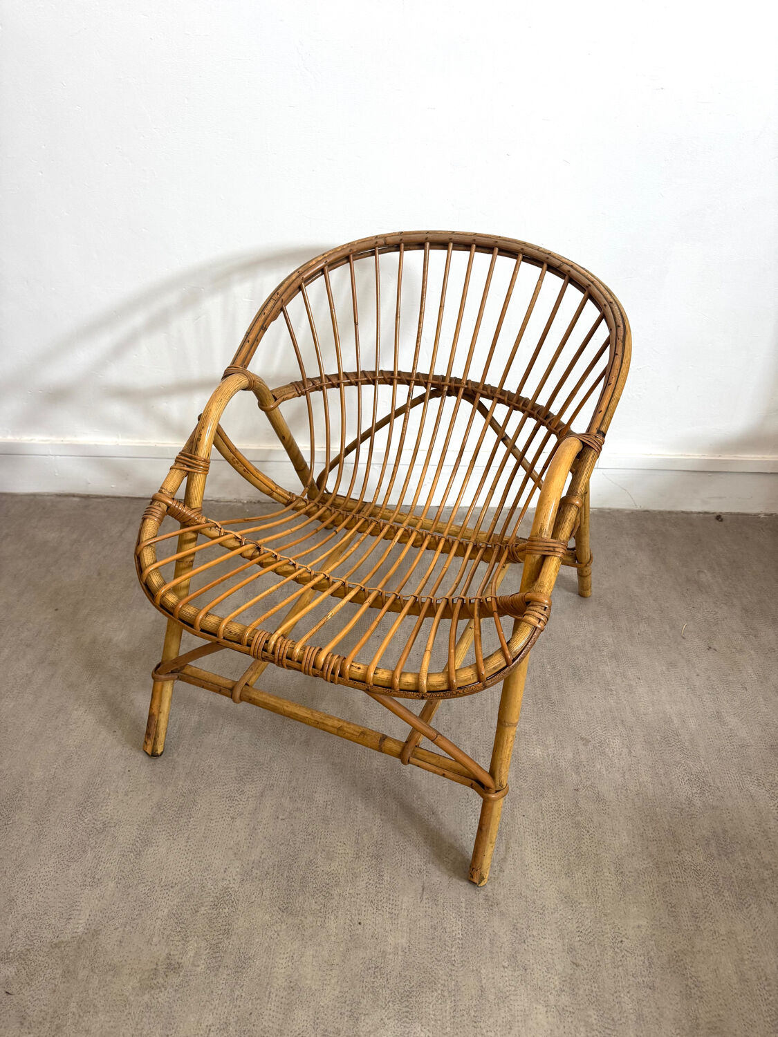 1950s rattan shell chair
