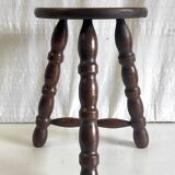 Tripod stool in turned solid wood – 80s/90s