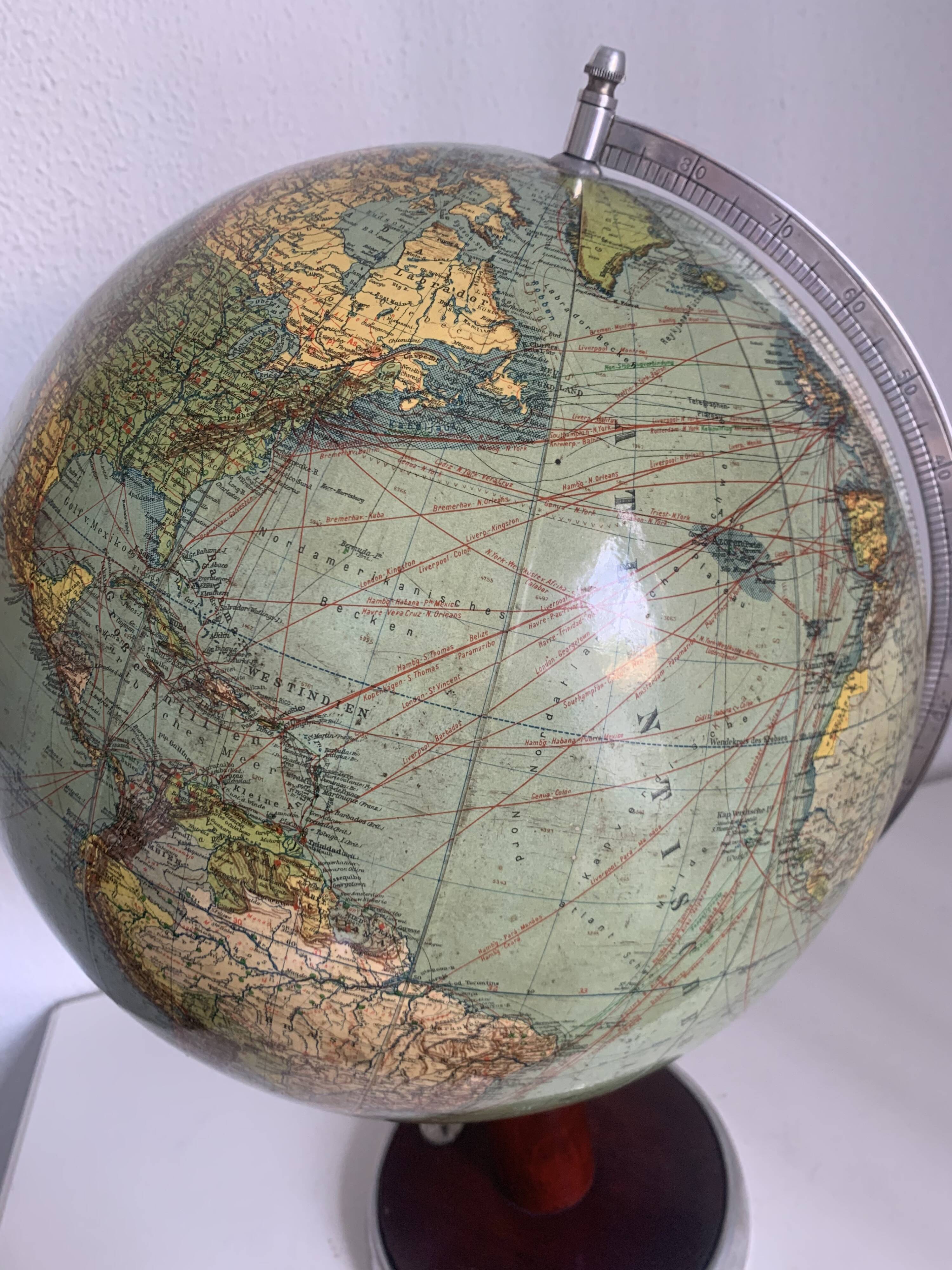 Vintage 1950 German Columbus Globe - 53 cm