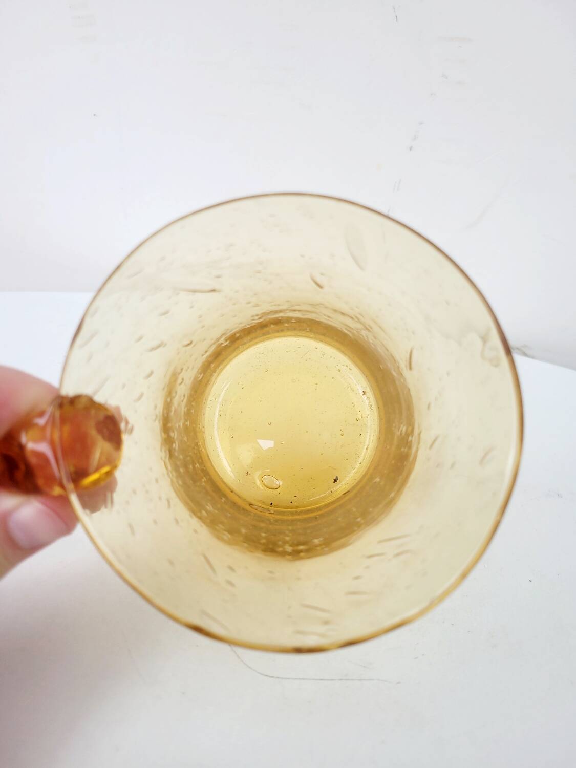 Vintage punch service blown glass Biot amber