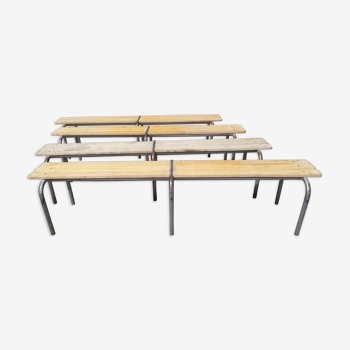 Set of 4 vintage school benches