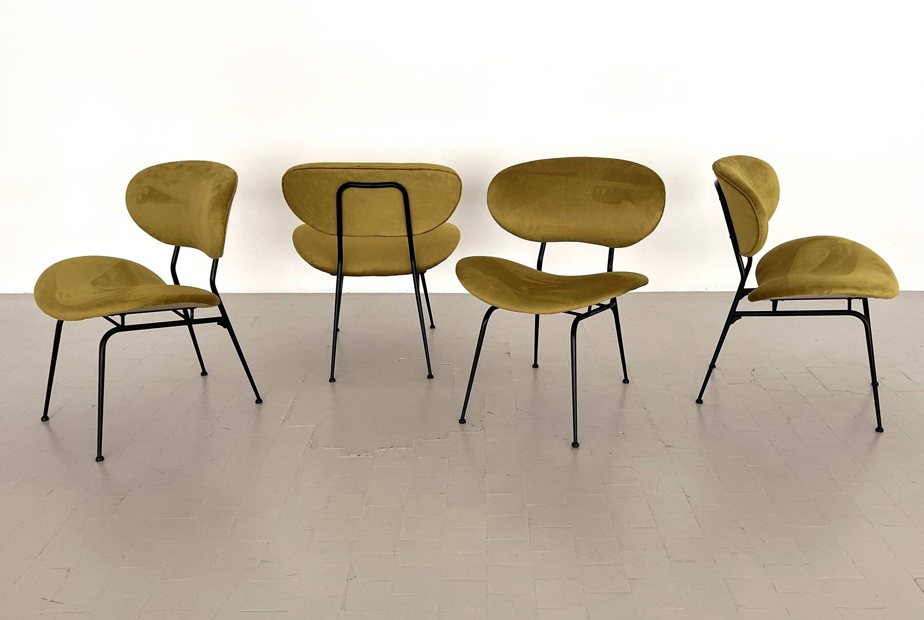 Italian Reupholstered Lounge Chairs, Set of 4pcs.