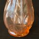 Antique art deco hyacinth vase in pink molded glass leaf pattern
