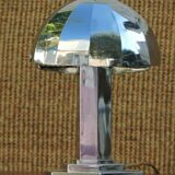 Lampe champignon art déco en laiton nickelé moderniste Morand Paris