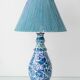 Fajalauza Ceramic Table Lamp with Hand-Woven Lampshade, Granada, Spain
