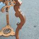 Pedestal table in old natural wood late nineteenth century