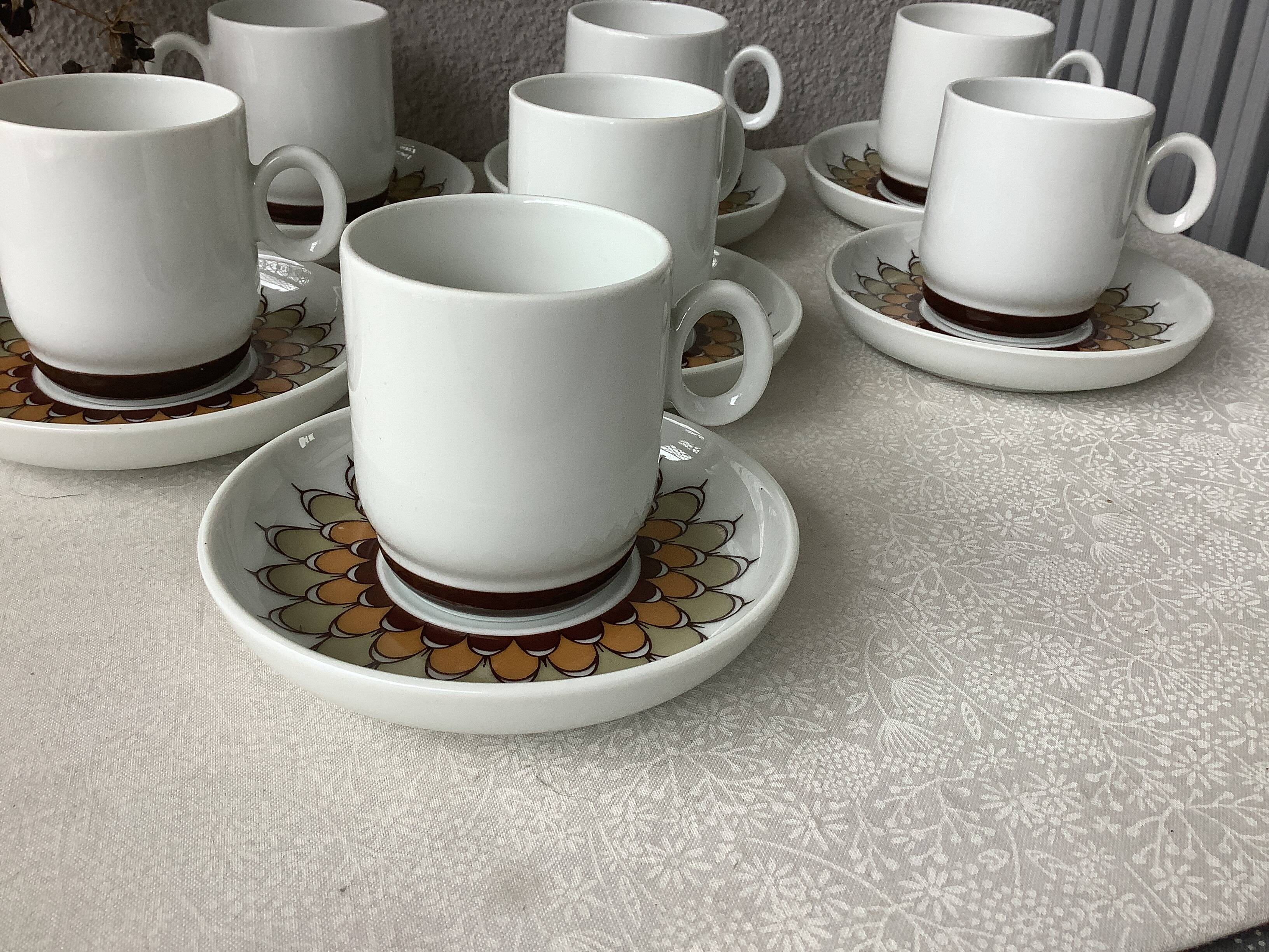 Thomas Kiruna Artichoke Coffee Cups by Hertha Bengtson - 7 cups