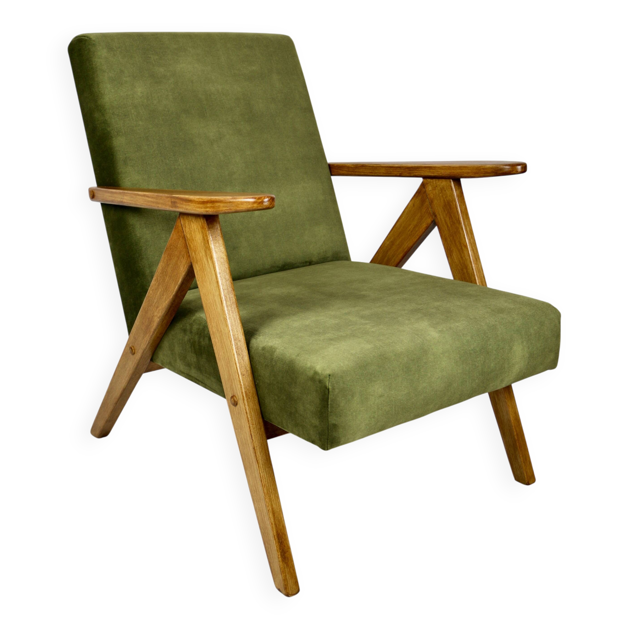 Vintage B-310 VAR armchair in olive green velvet from 70th