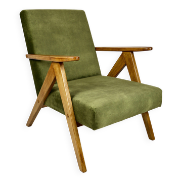 Fauteuil vintage B-310 VAR en velours vert olive des années 70