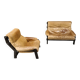 Vintage brown leather sofa set, 1960s