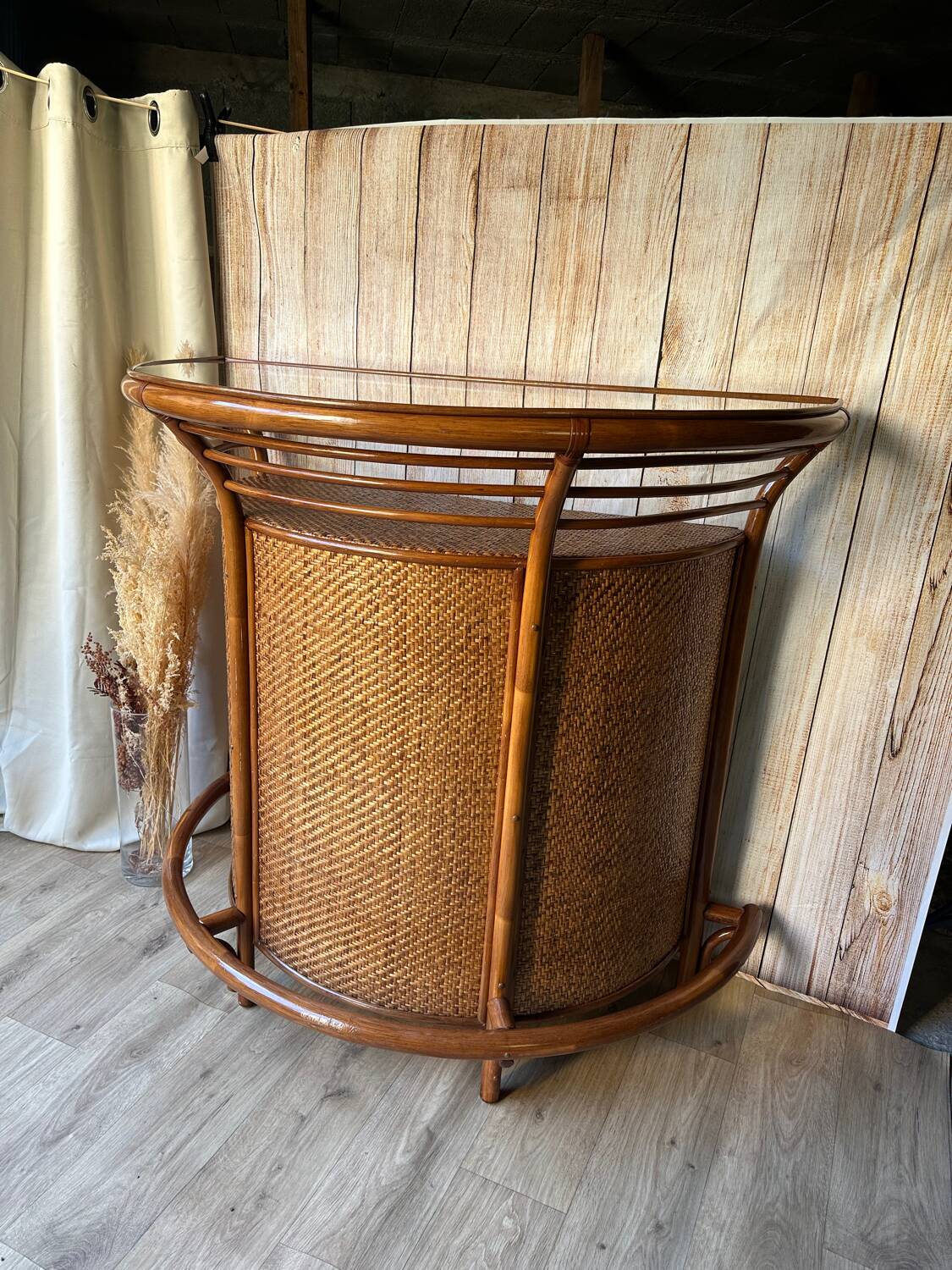 Rattan and cane bar, 1970s