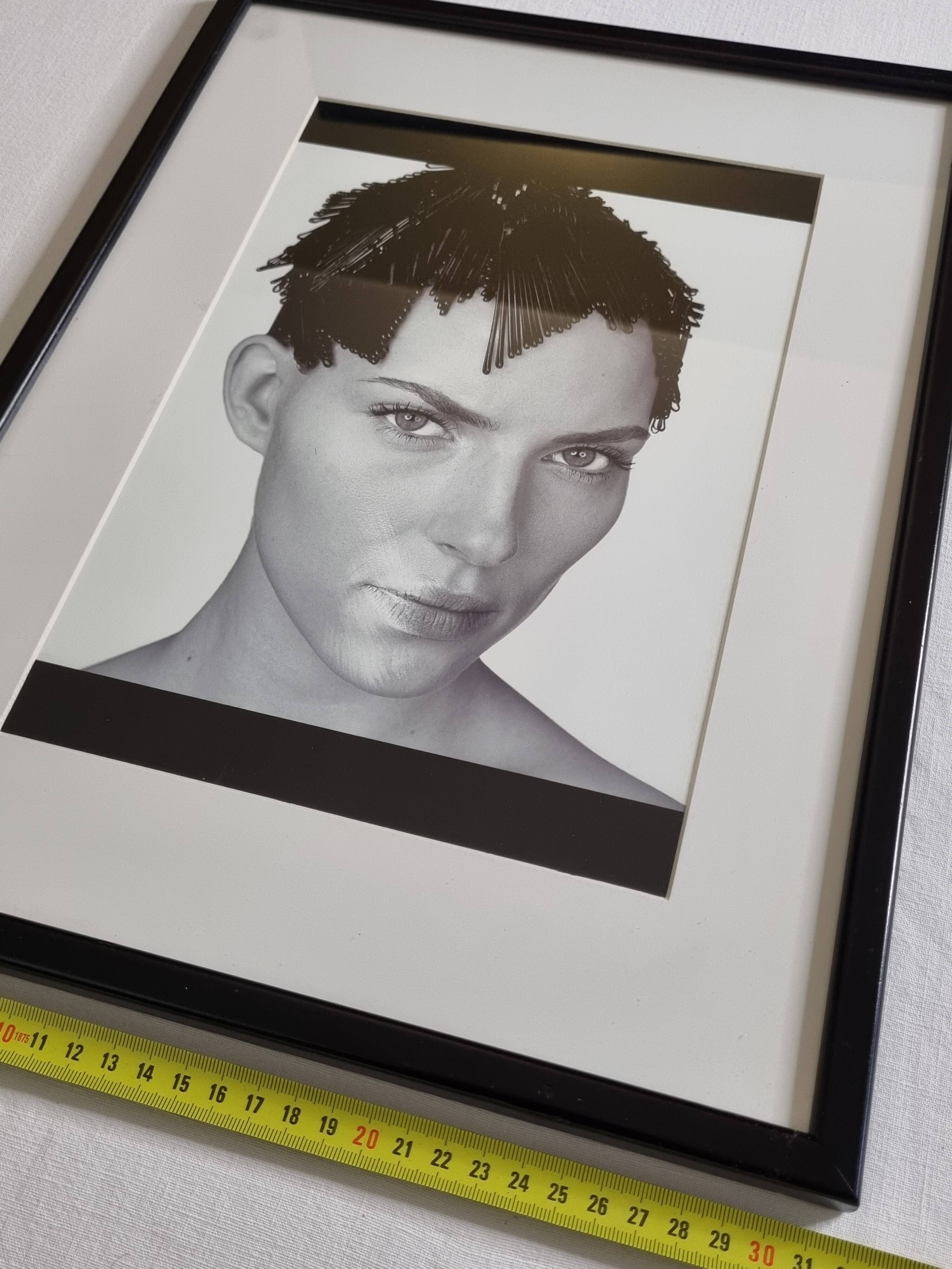 Fashion photography, portrait, Petra Bernardi, framed under glass, 32 x 41 cm