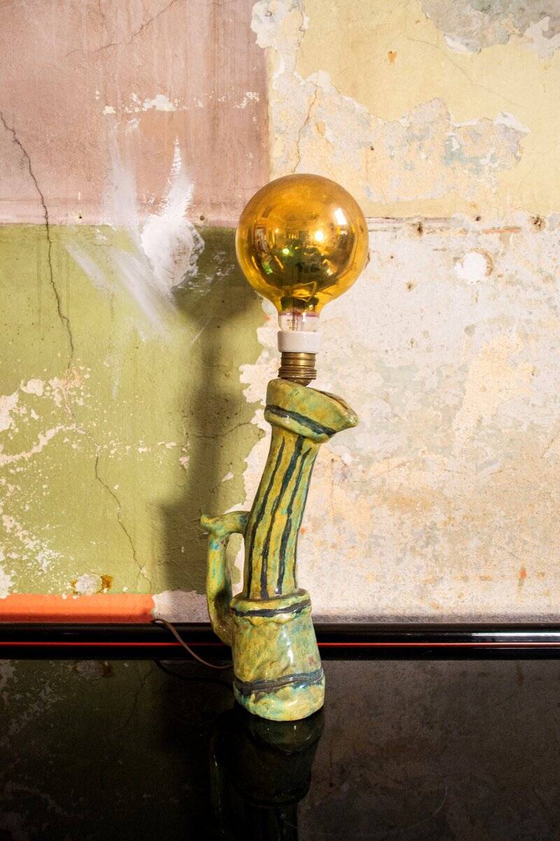 Sculptural ceramic lamp, Italy, 1960s