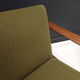 Pair of scandinavian armchairs in green fabric and teak