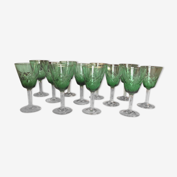 Lot of 12 white wine glasses cut glass