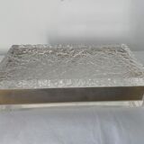 Set ashtray, table lighter and cigar box in altuglas and brass 1970