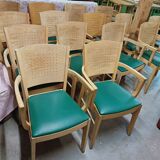 Set of 16 vintage Fameg wooden bistro armchairs
