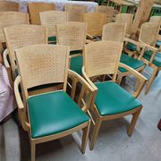 Set of 16 vintage Fameg wooden bistro armchairs
