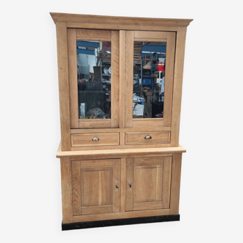 Two-body oak dresser with sliding door and drawers