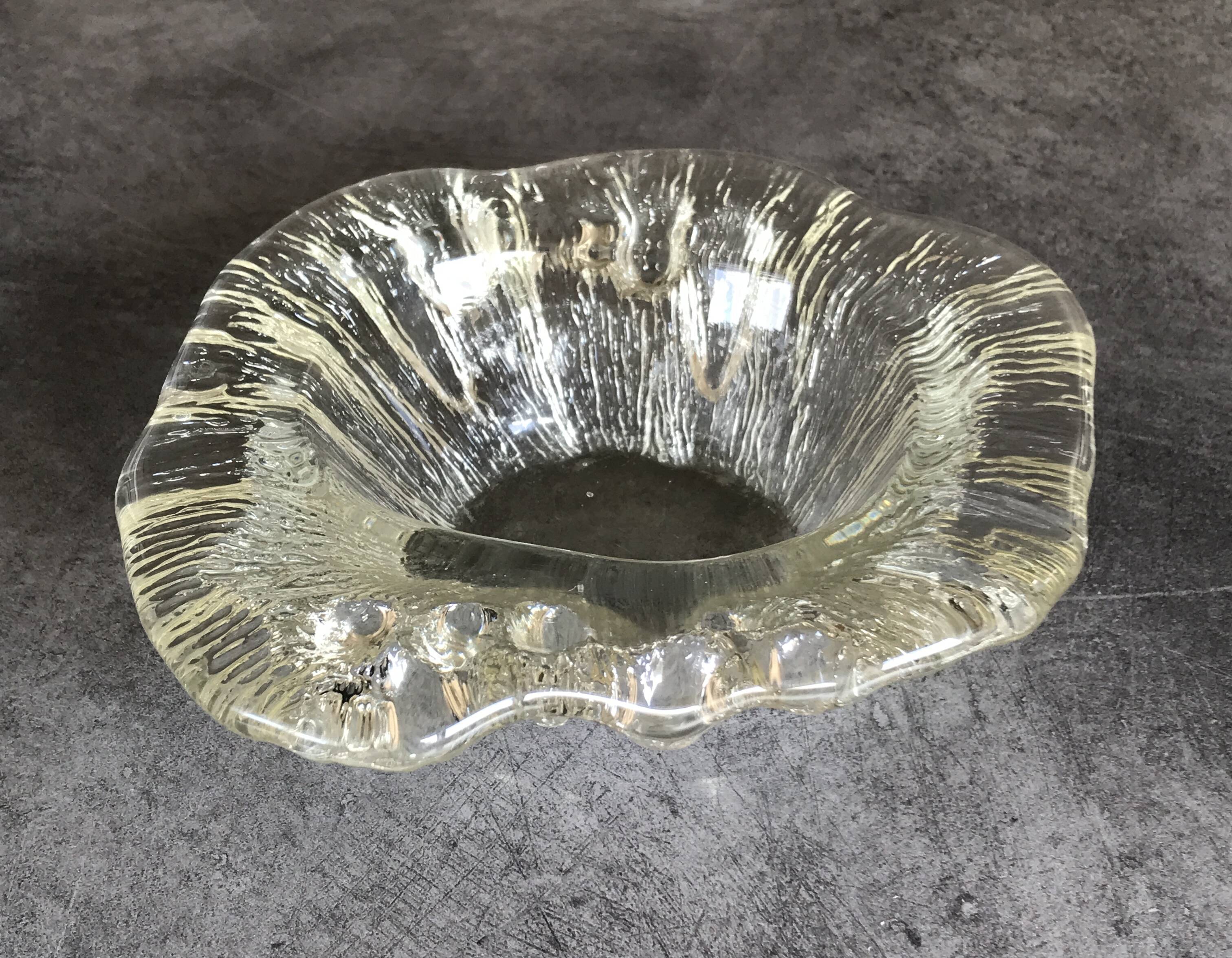 Blenko ashtray, pocket emptier in modernist glass, brutalist design, 1960