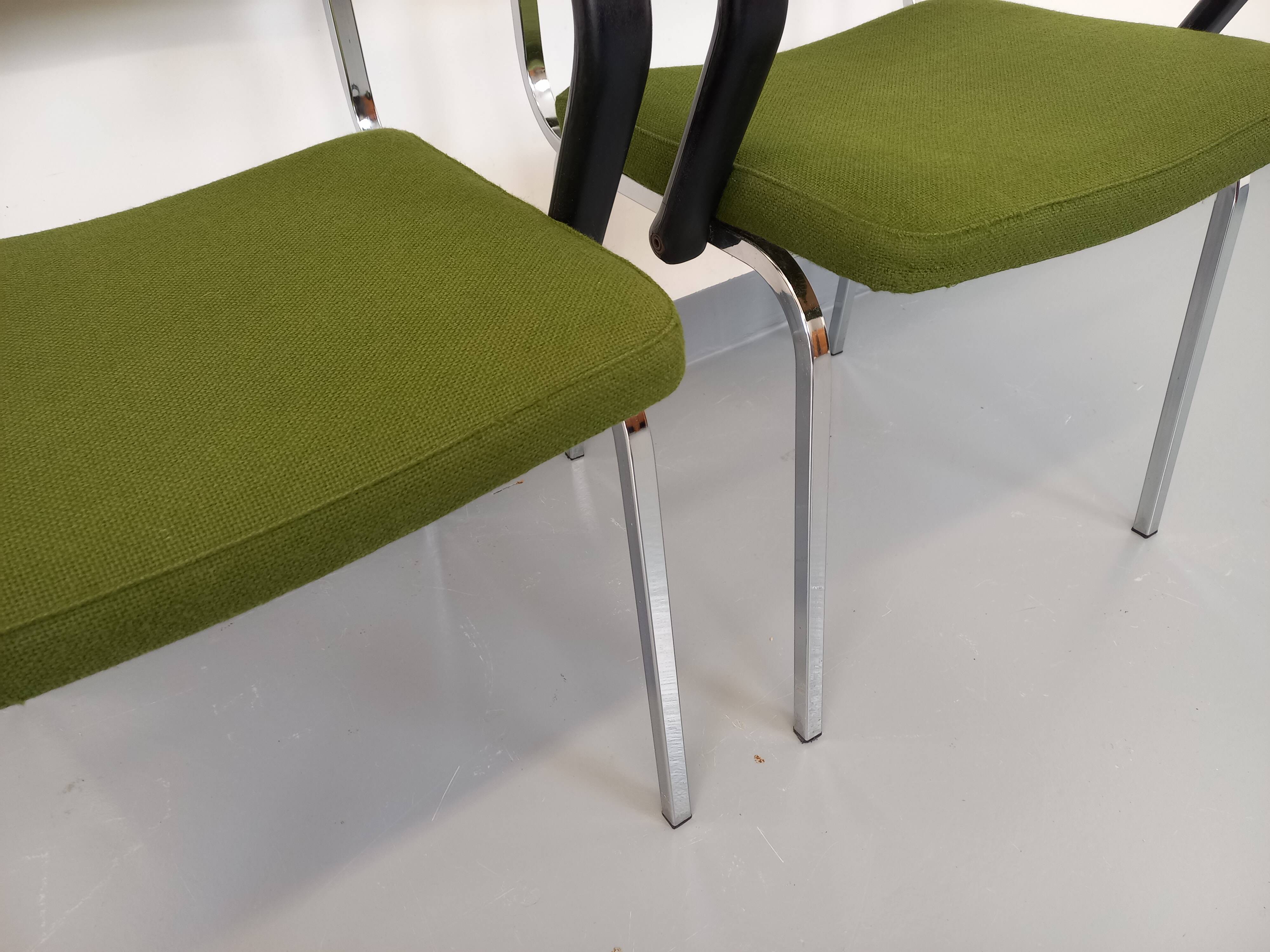 Pair of vintage fabric and chrome armchairs from the 70s
