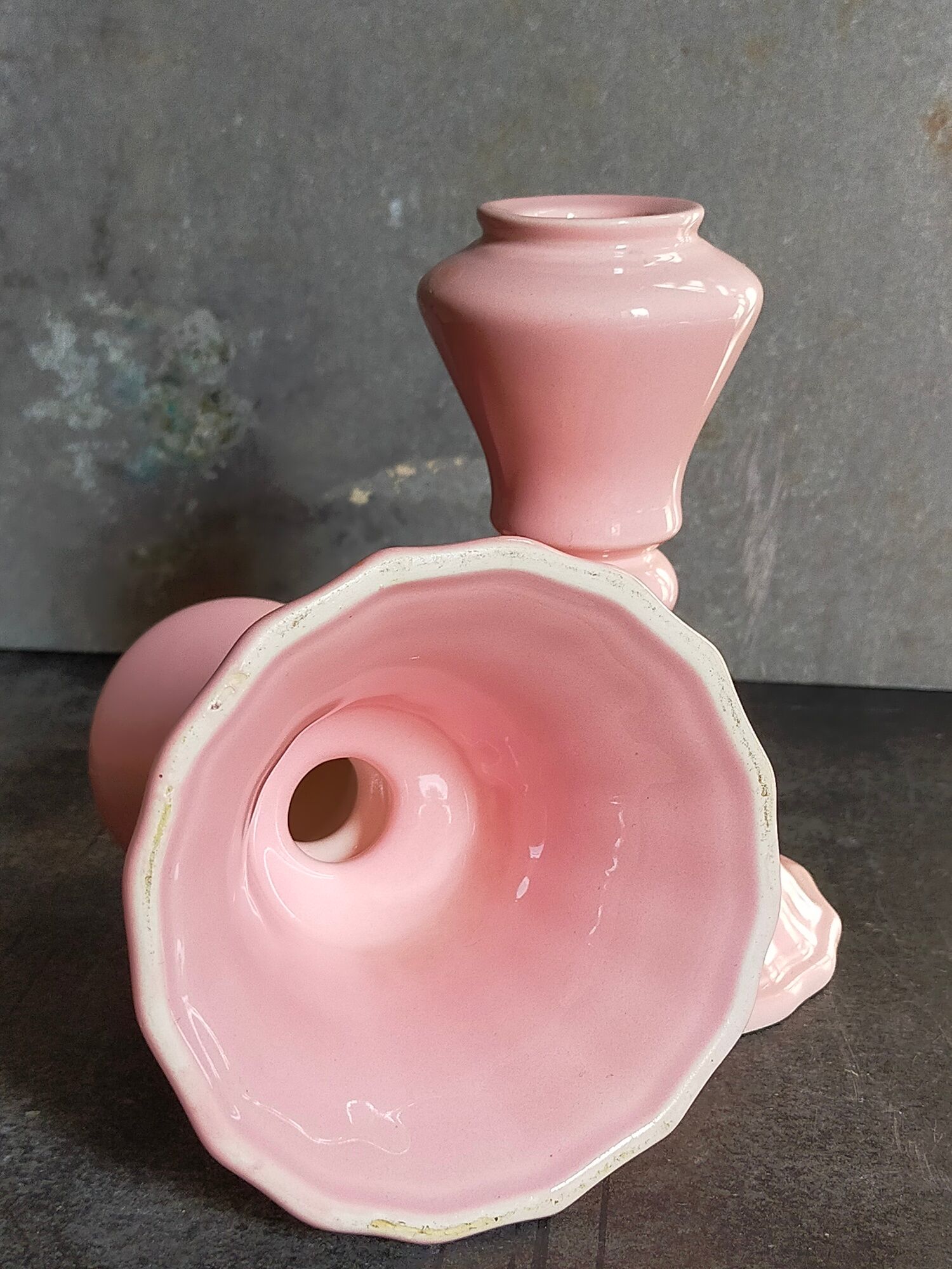 PRODUCT POP UP CHRISTMAS 2022 Duo of vintage pink ceramic candle holders