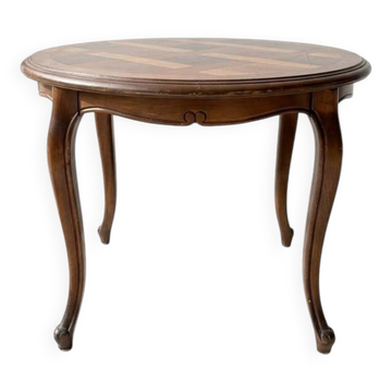 Louis XV round coffee table in marquetry wood - Ø 55 cm