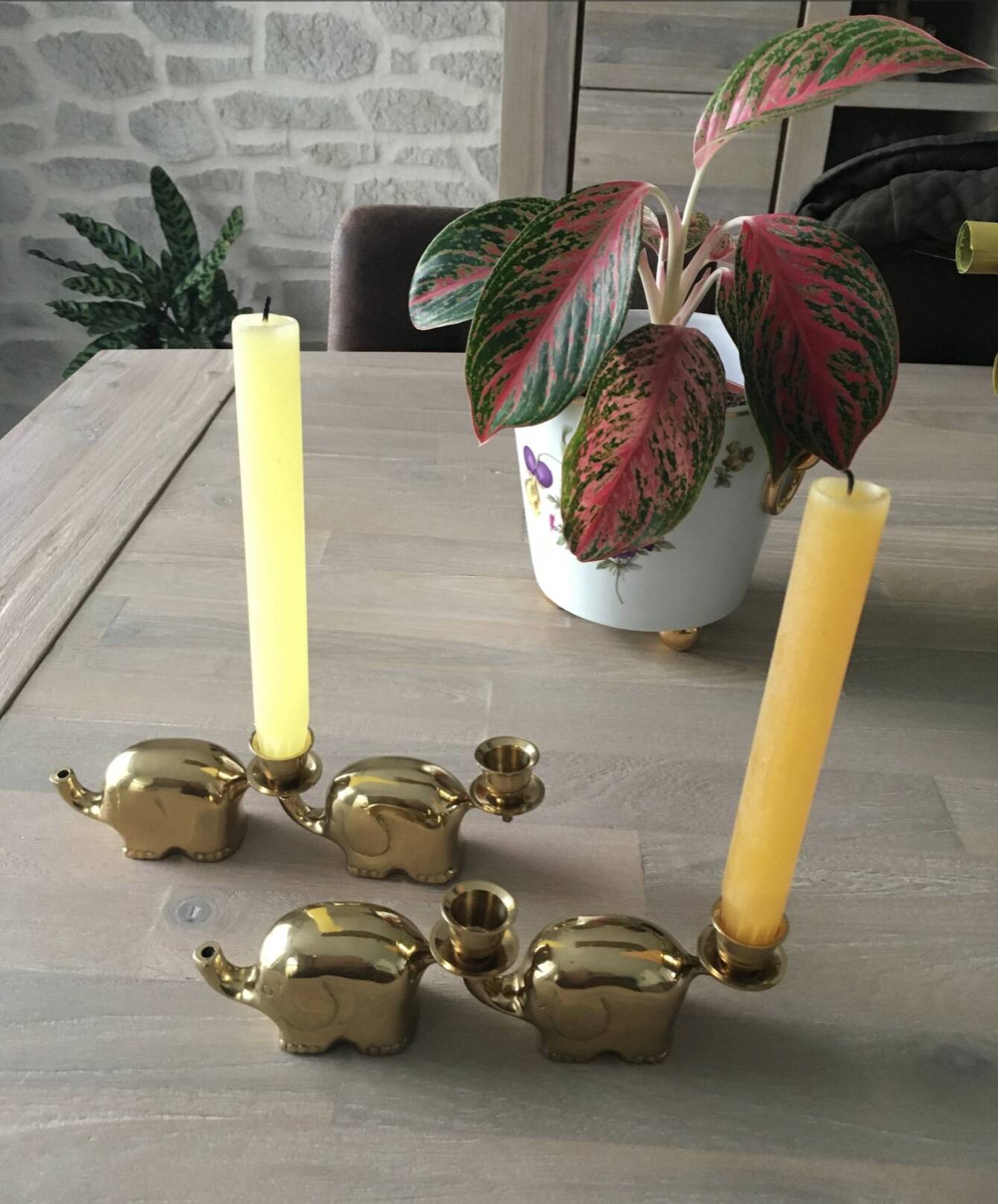 Brass elephant candle holders