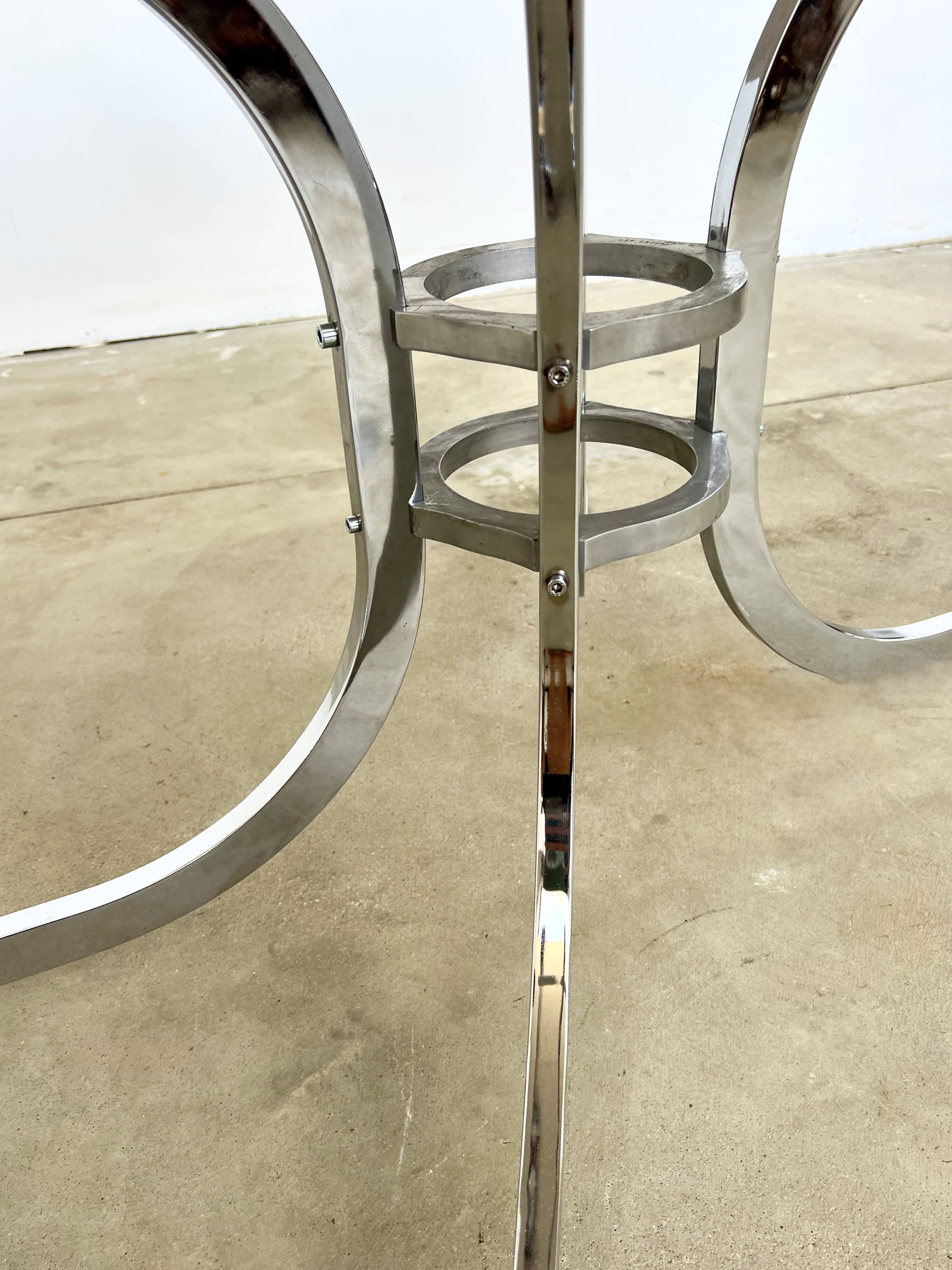 Oval smoked glass and chrome dining table, 1970s