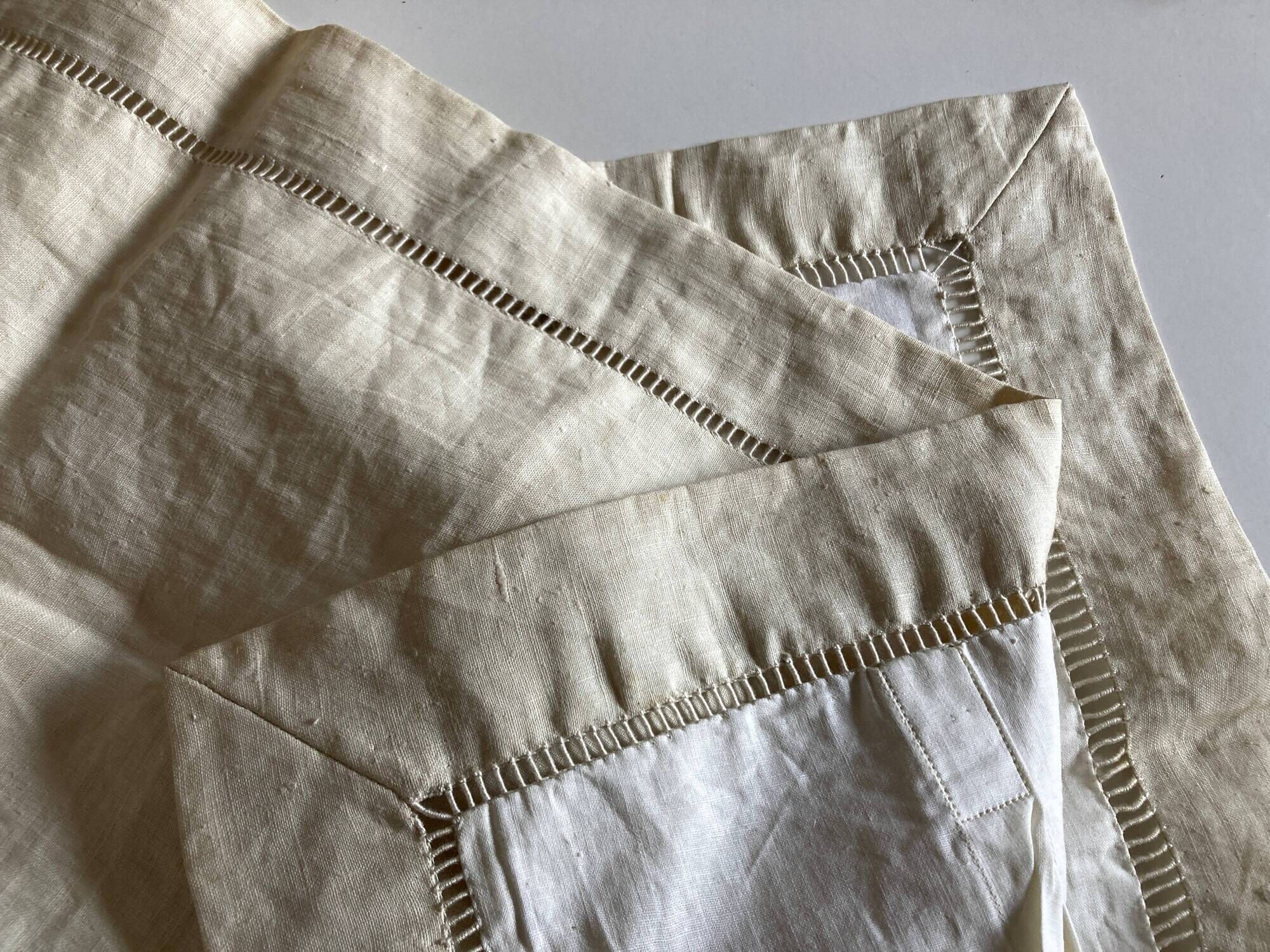 Pair of woven raw linen canvas pillowcases