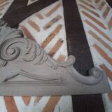 Large patinated linen wood pediment