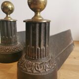 2 cast iron and brass chenets