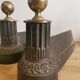 2 cast iron and brass chenets